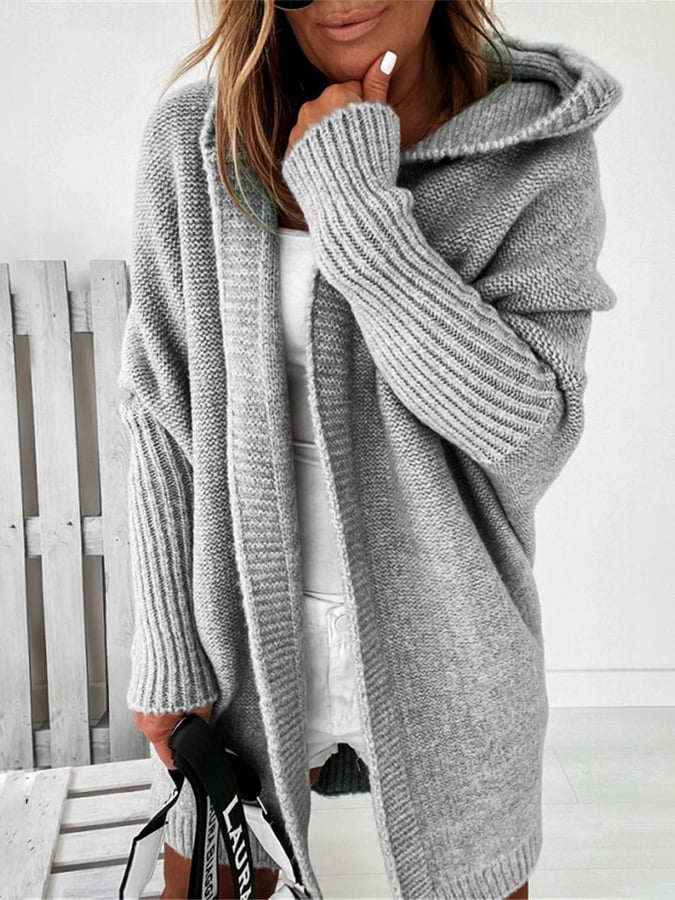Women's Knit Cardigan - Open Front - Relaxed Fit - Soft & Warm Draped Design