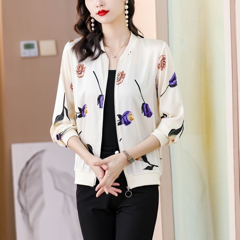 Floral print bomber jacket for women
