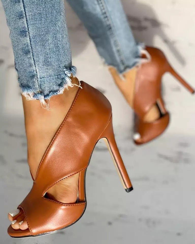 Women’s Stiletto Heels – Open Toe – Cut-Out Design – Slim Elegant Fit