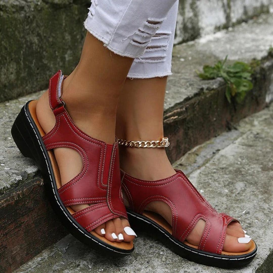 Women's Sandals - Cushioned Sole - Open-Toe Breathable Design