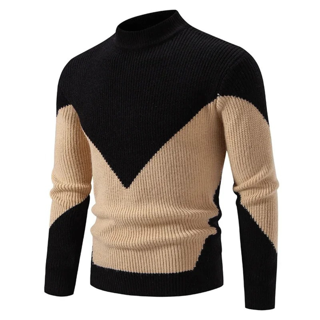 Men’s Knit Sweater – Wool Blend – Turtleneck – Ribbed Texture – Tailored Fit