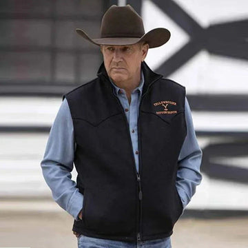 Men’s Zip-Up Vest – Regular Fit – Stand Collar – Embroidered Chest – Hip Length Casual