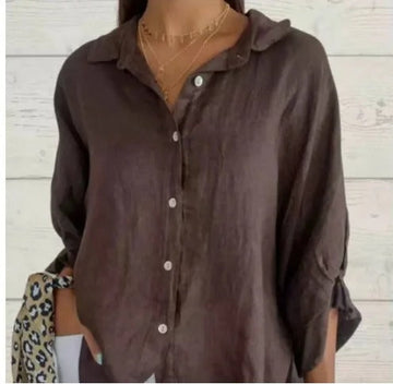 Women’s Button-Up Shirt  – Relaxed Fit – Long Sleeve – Adjustable Cuffs