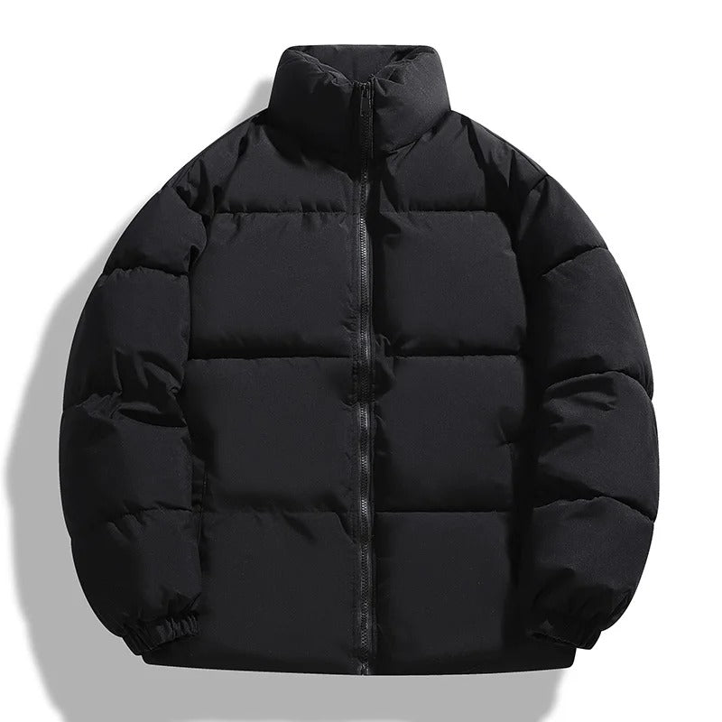 Men’s Puffer Jacket – Oversized Fit – Quilted Padding – High Collar – Zip Front