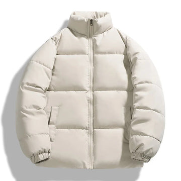 Men’s Puffer Jacket – Oversized Fit – Quilted Padding – High Collar – Zip Front