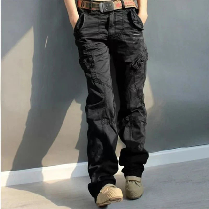 Women's Cargo Pants - Relaxed Fit - Multiple Pockets - Durable Cotton Fabric