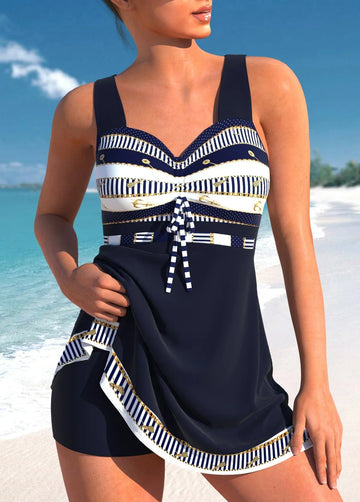 Women’s Tankini Set – Slim Fit – Lightweight Stretch – Decorative Nautical Details