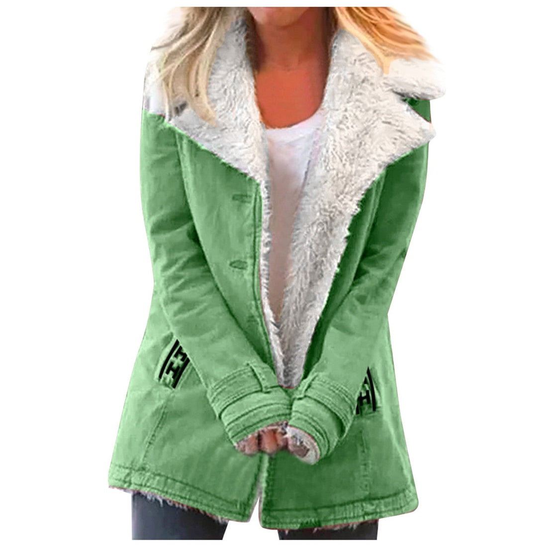 Women’s Jacket – Wool Blend – Shearling Lapel – Tailored Fit – Medium Length – Casual