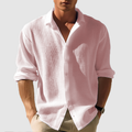 Casual lapel button-down shirt for men. A stylish, comfortable waffle weave design, perfect for any season.