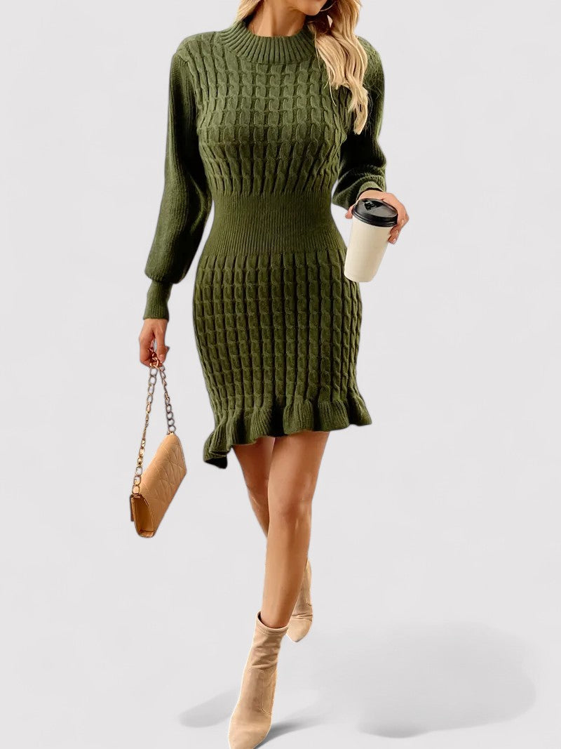 Cable knit autumn bodycon dress for women