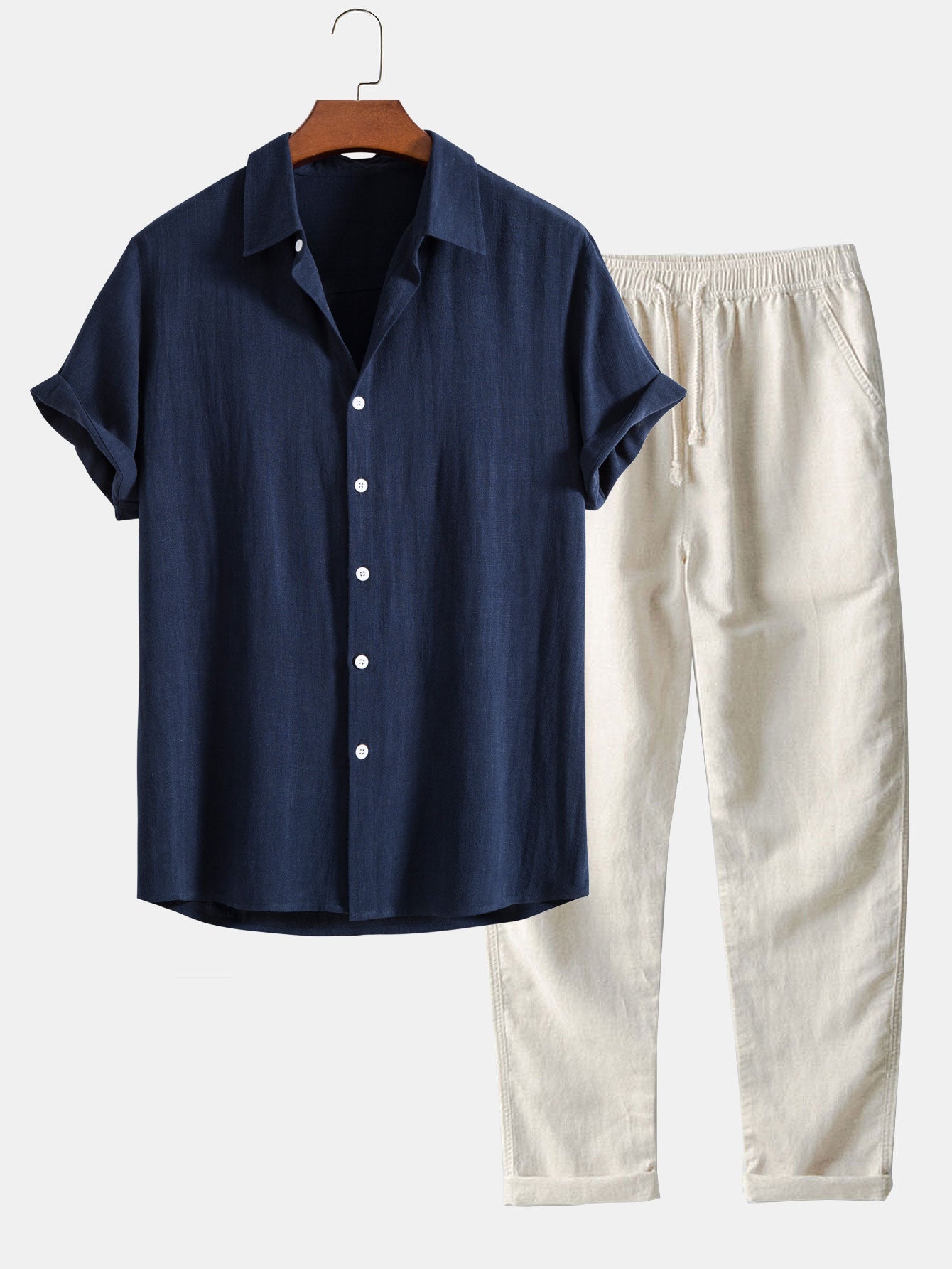 Button up shirt & pants set for men