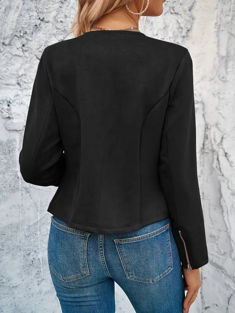 Casual zip-up crop jacket for women