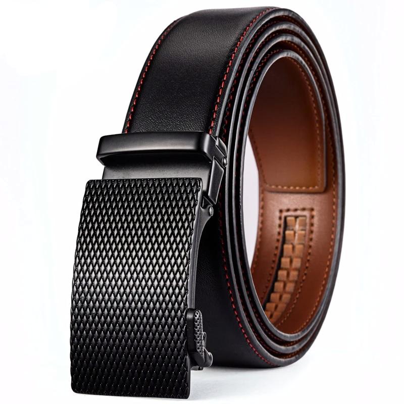 Slide ratchet business leather belt for men