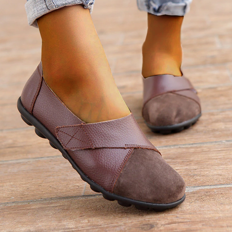 Women's Leather Loafers - Slip-On - Low Heel - Classic Elegant Design