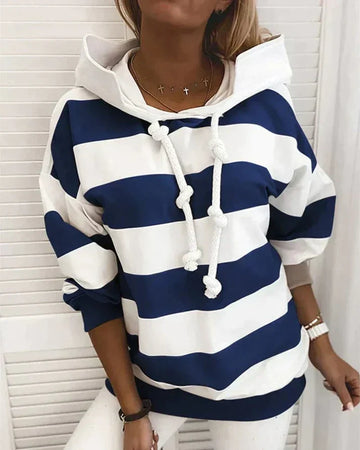 Striped warm and fashionable hoodie for women