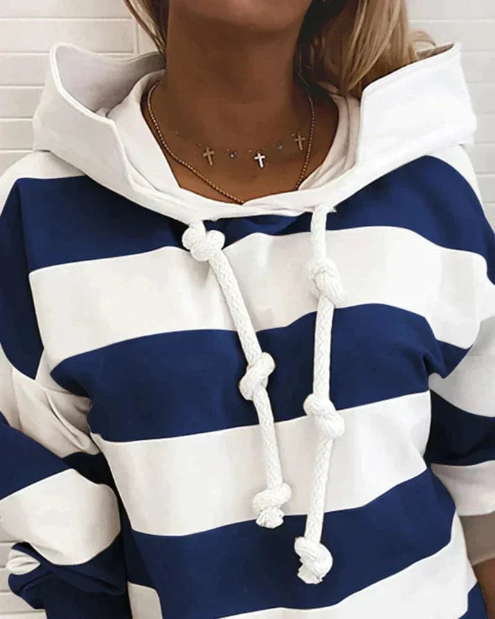 Striped warm and fashionable hoodie for women