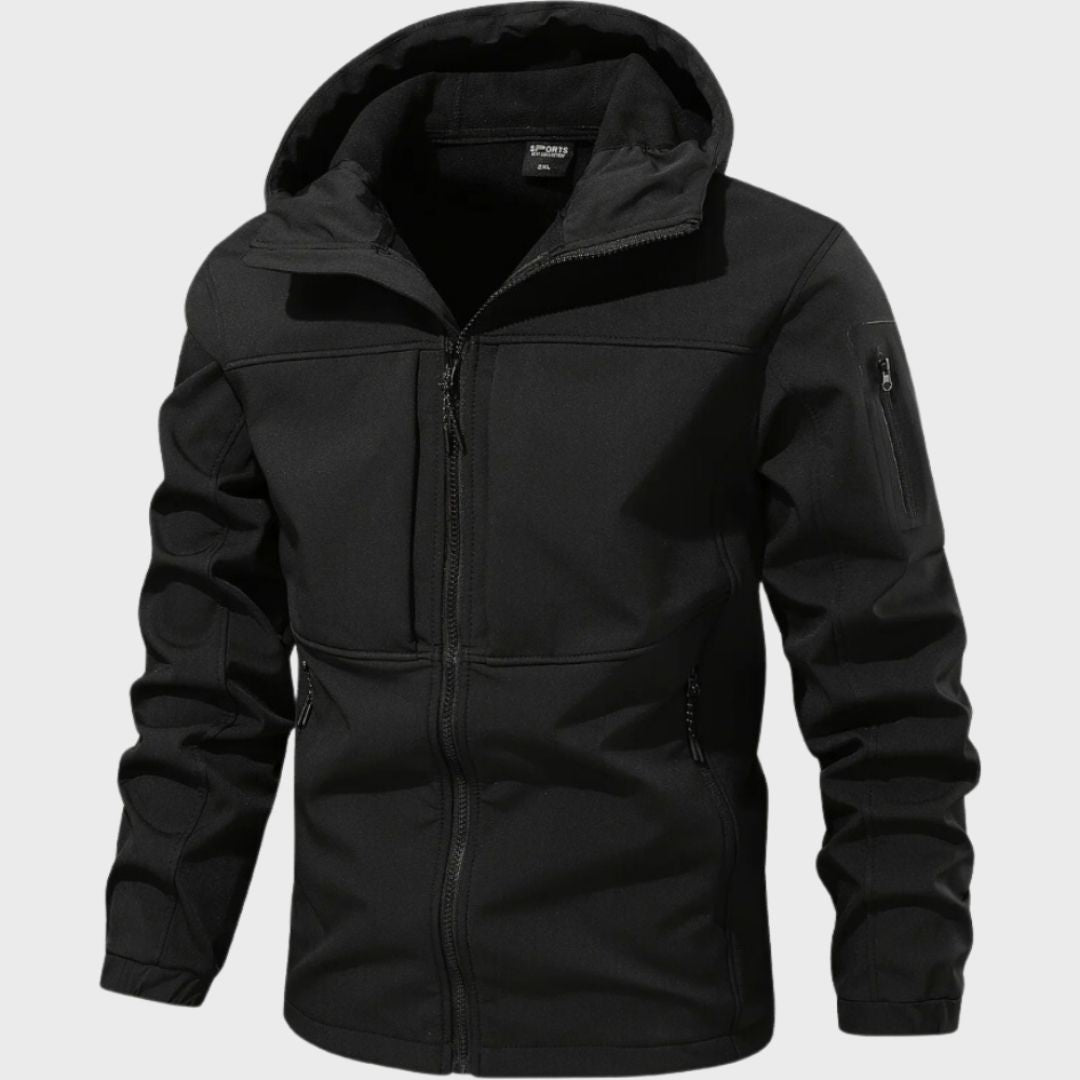 Men’s Waterproof Jacket – Hooded – Zip Pockets – Regular Fit – Wind Resistant