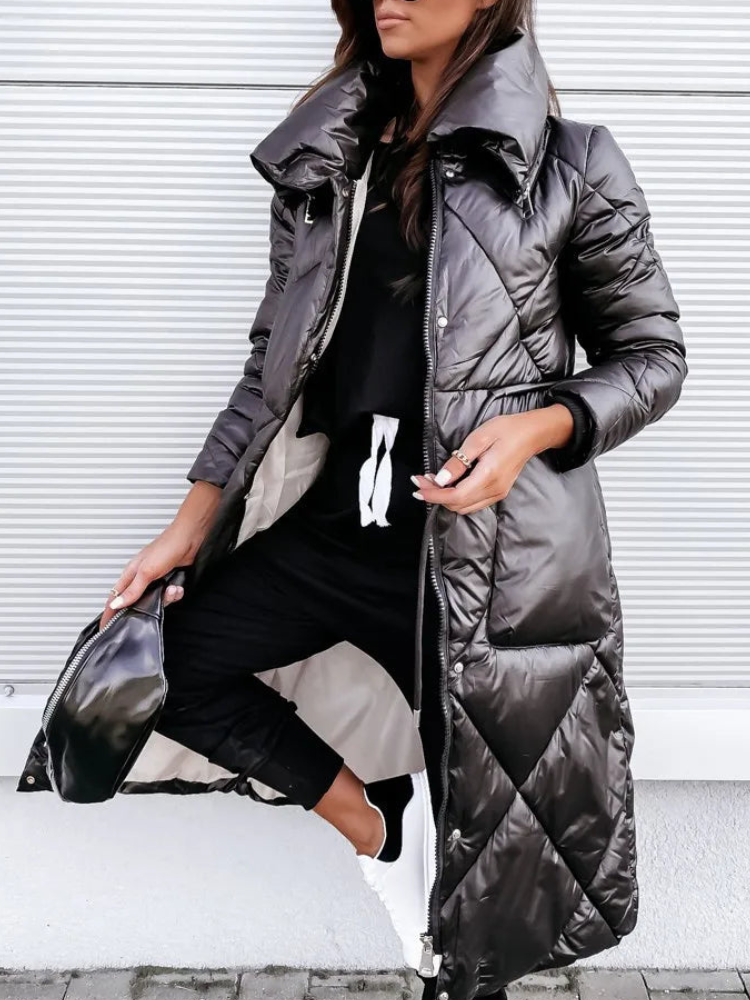 Thick padded long jacket coat for women