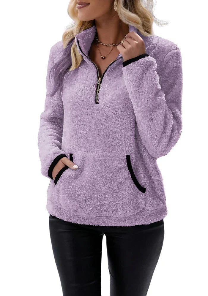 Cozy fleece half-zip sweatshirt for women