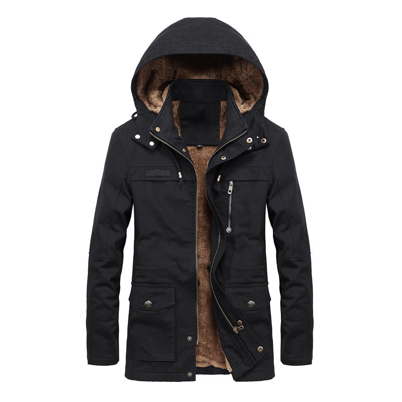 Men’s Jacket – Sherpa Lined – Relaxed Fit – Hooded with Snap Collar – Multi-Pocket