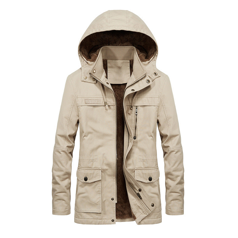 Men’s Jacket – Sherpa Lined – Relaxed Fit – Hooded with Snap Collar – Multi-Pocket