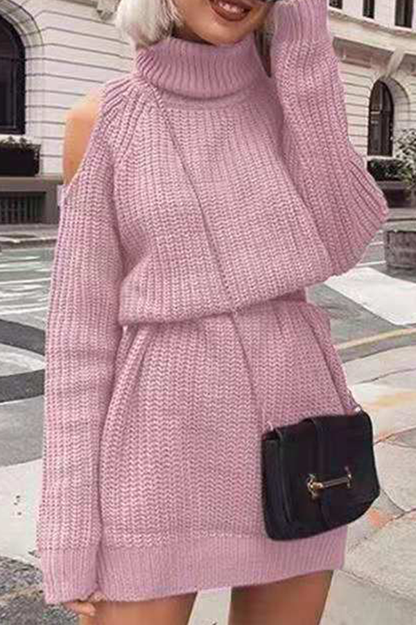 Chic comfort off-shoulder warm winter dress for women