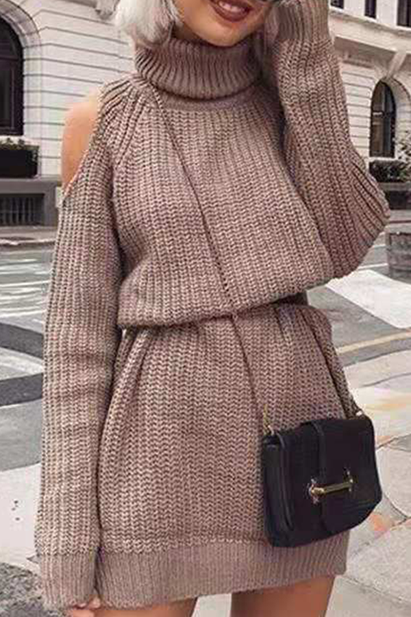 Chic comfort off-shoulder warm winter dress for women