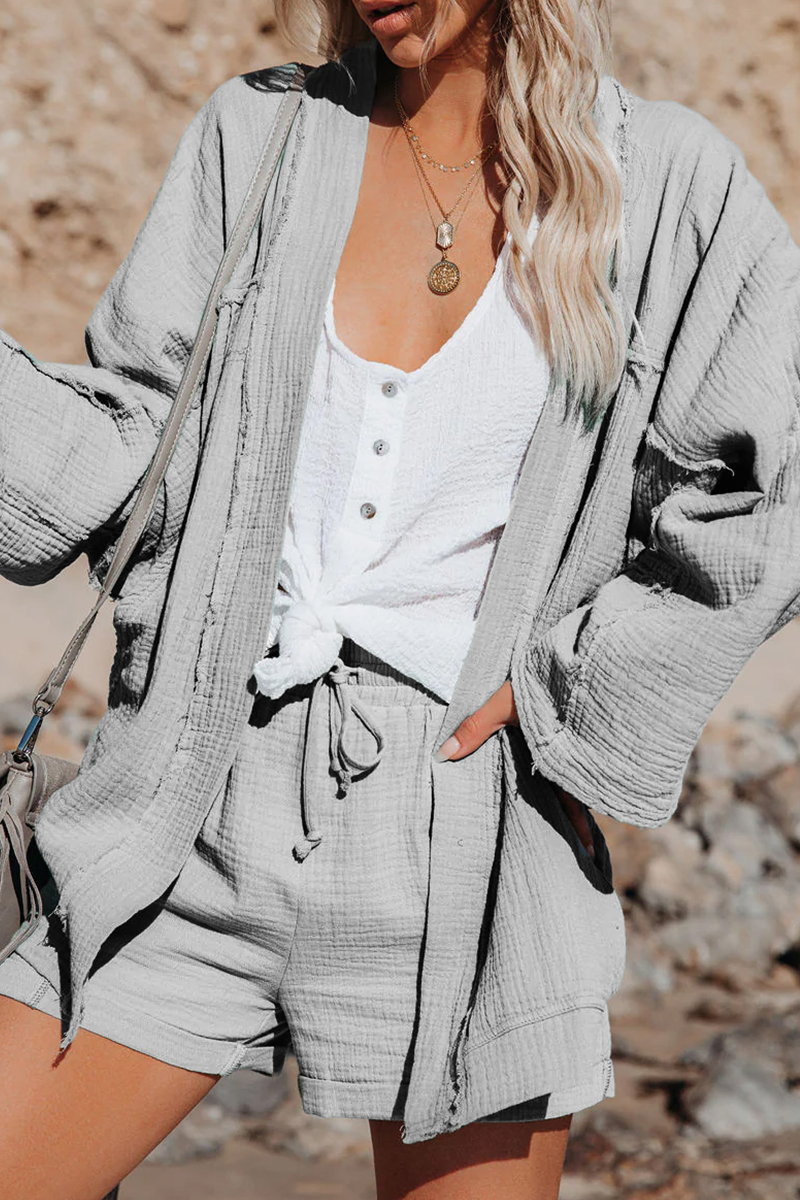 Roeline | casual solid color cardigan collar blouse