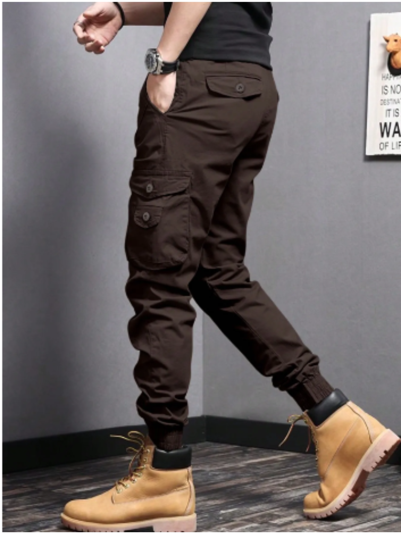 Cargo trousers for men - Robust work trousers with pockets, elasticated cuffs