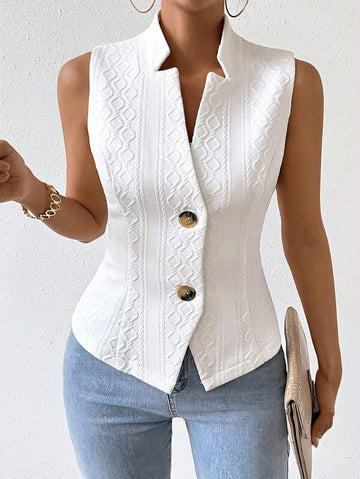 Chic sleeveless jacquard vest for women