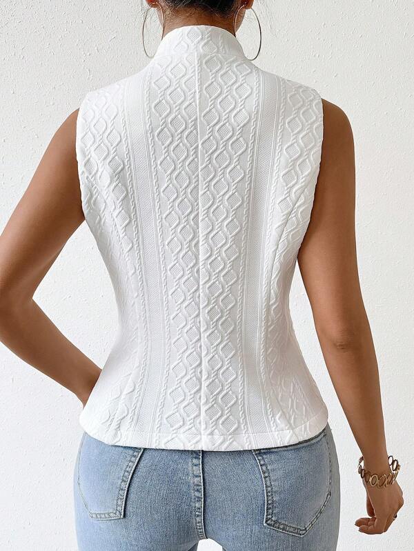 Chic sleeveless jacquard vest for women