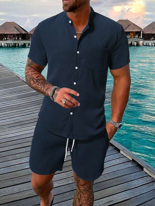 Casual sleeve shirt and shorts set for men