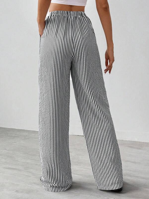 Wide-leg color block pants for women