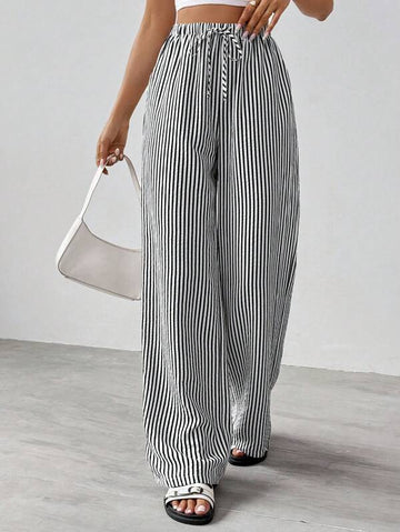 Wide-leg color block pants for women