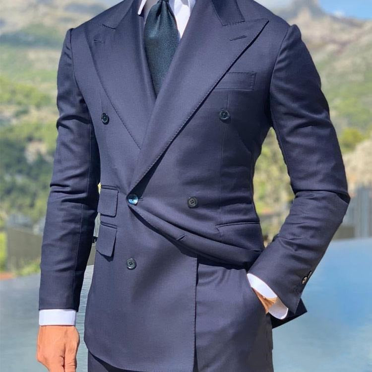 Men’s Blazer – Slim Fit – Double-Breasted Wool – Peak Lapel Formal Suit Jacket