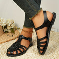 Ankle buckle strap sandals for women, showcasing the secure straps and comfortable design.