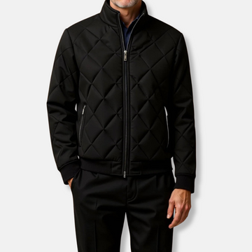 Men’s Quilted Bomber Jacket – Regular Fit – Stand-up Collar – Ribbed Hem and Cuffs