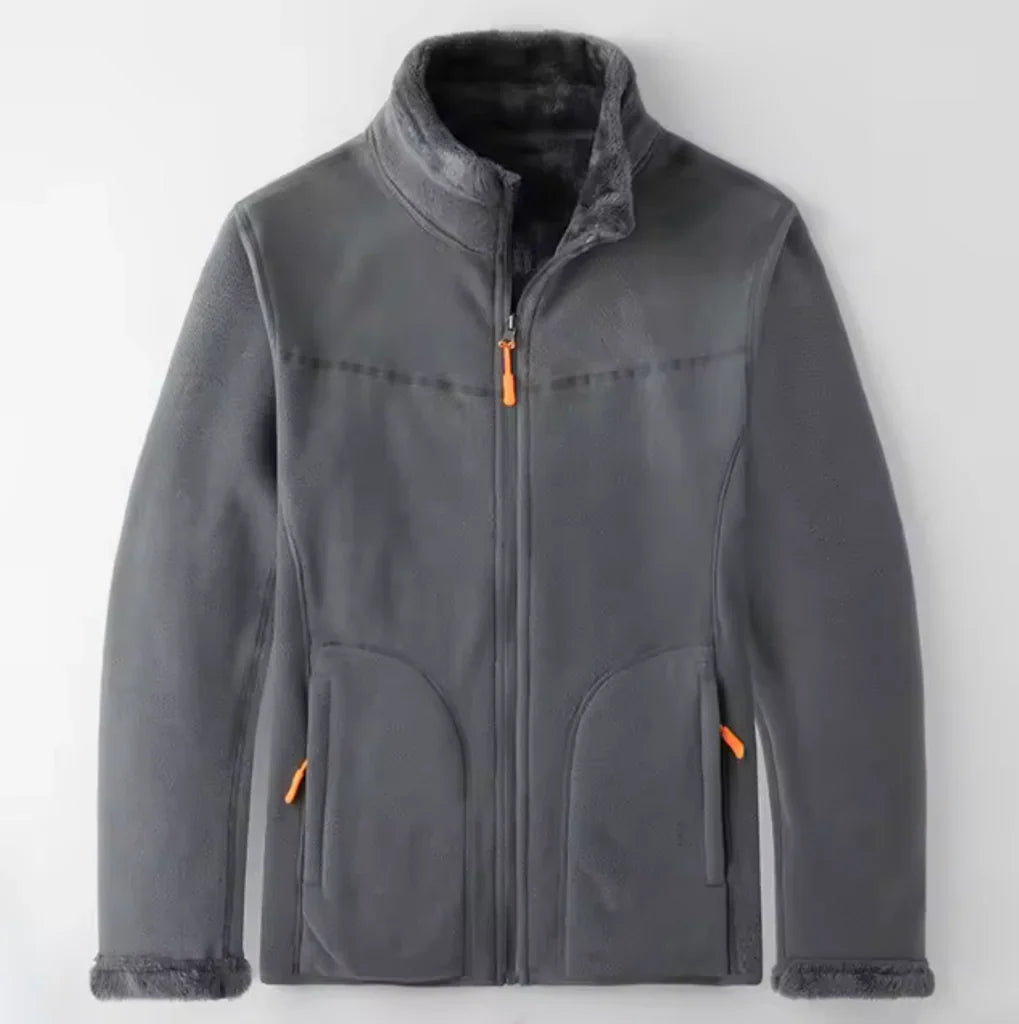 Men’s Jacket – Fleece Outer – Plush Lining – Full Zip – Zippered Pockets – Regular Fit