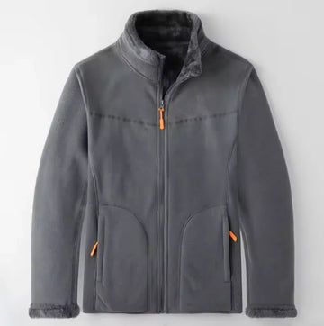 Men’s Jacket – Fleece Outer – Plush Lining – Full Zip – Zippered Pockets – Regular Fit