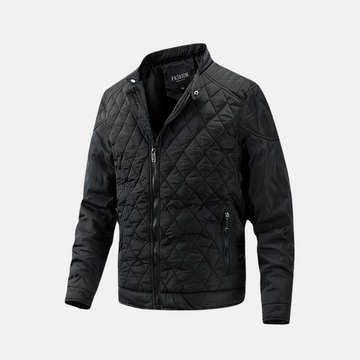 Men’s Quilted Coat – Insulated – Regular Fit – Stand Collar – Zipper Pockets
