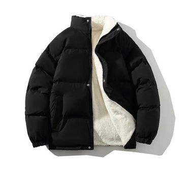 Puffer jacket with sherpa lining for men