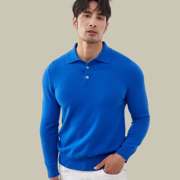 Pull-over long sleeve polo sweater for men