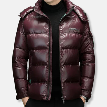 Men’s Puffer Jacket – Regular Fit – Quilted Panels – Stand Collar – Zip Front – Weather Resistant