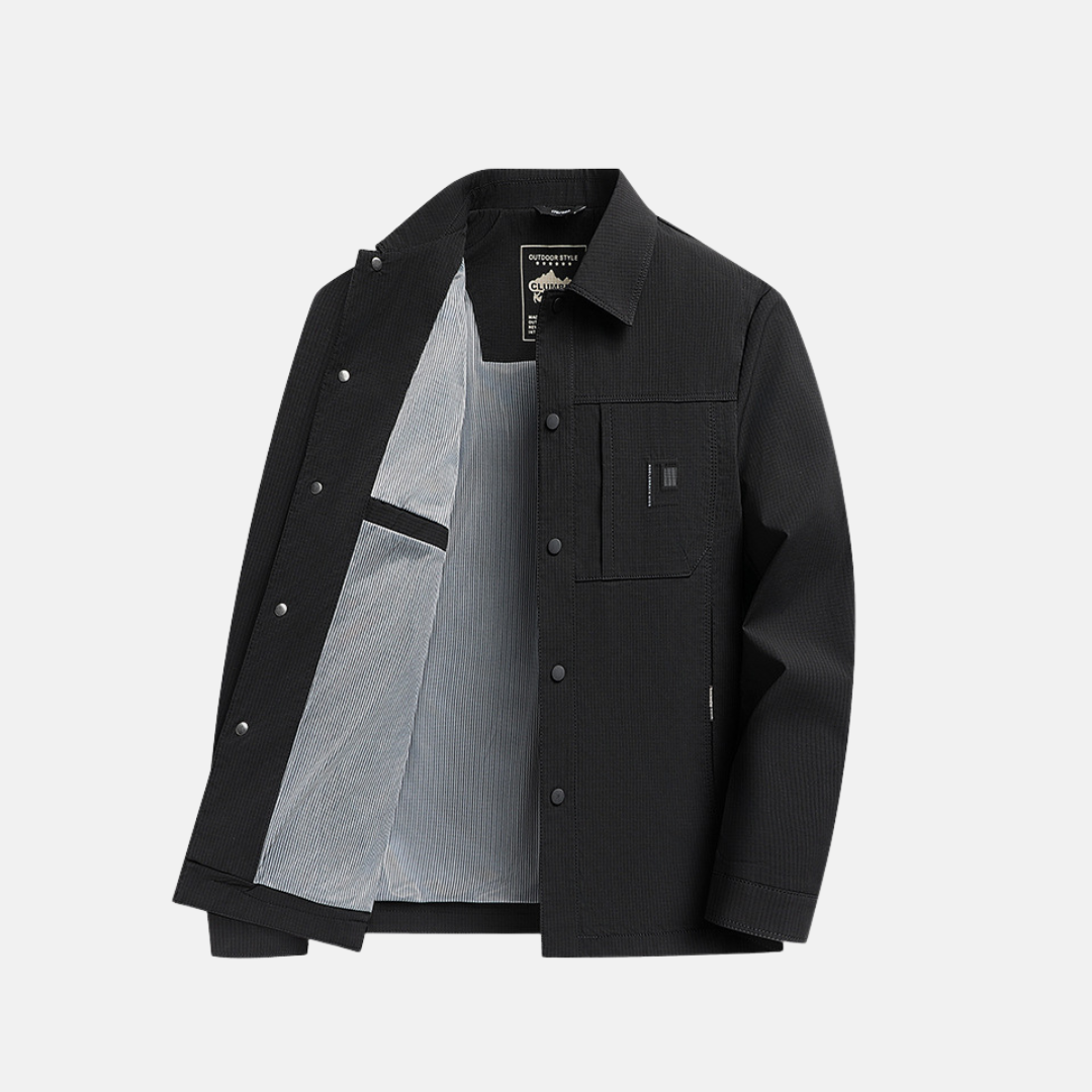 Men’s Jacket – Regular Fit – Woven Texture – Point Collar – Button Front – Chest Pockets