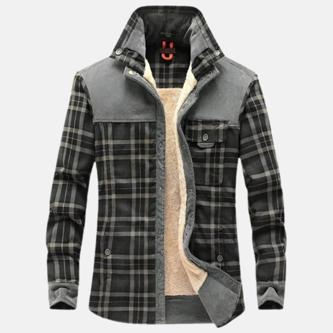 Men’s Shirt Jacket – Relaxed Fit – Fleece Lined – Plaid – Snap Front – Chest Pocket