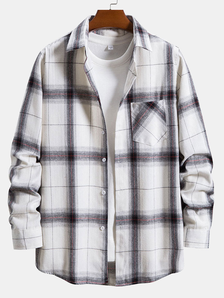 Collared plaid button up shirt for men