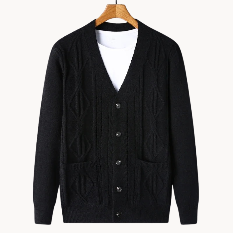 Refined ribbed cardigan for men