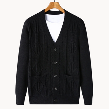 Refined ribbed cardigan for men