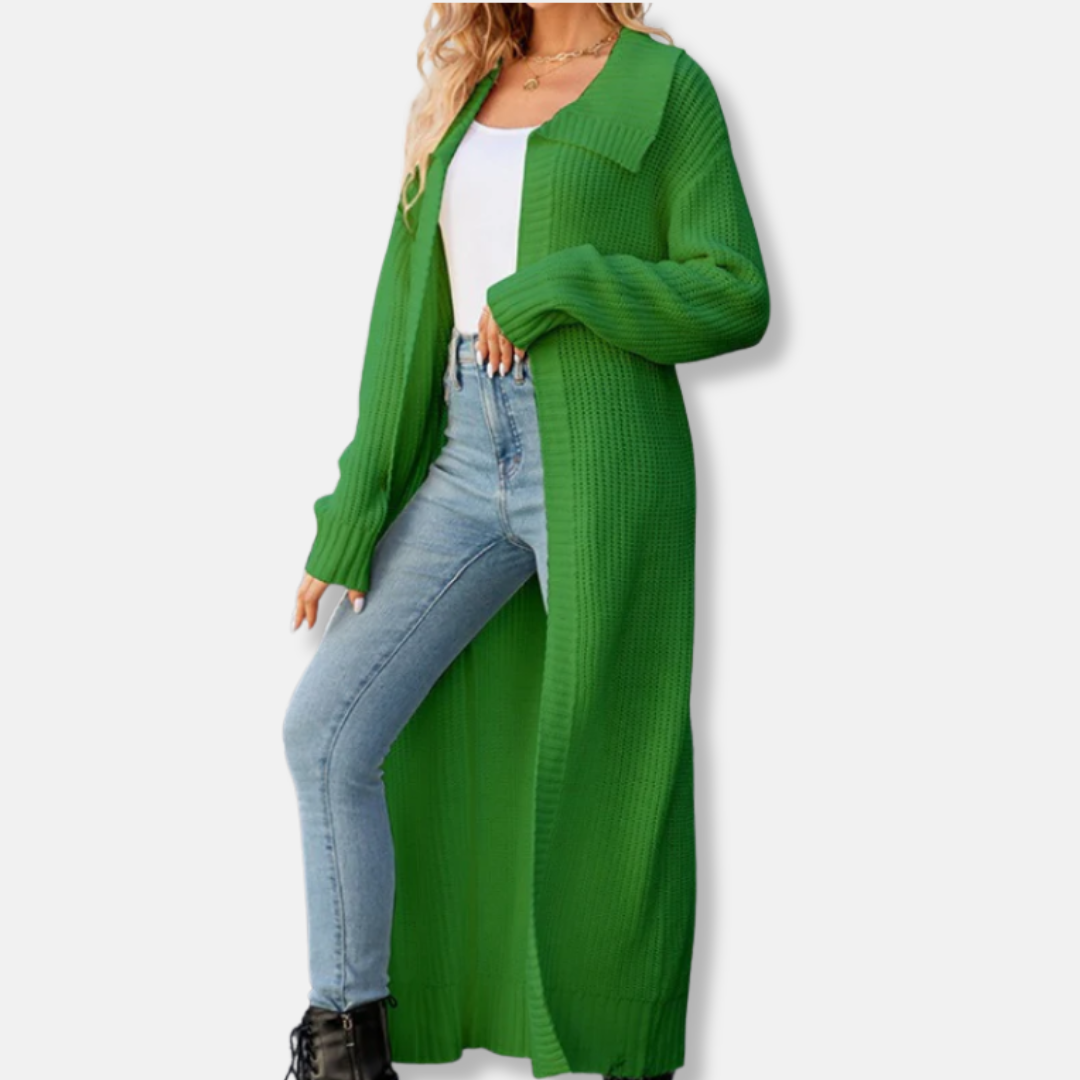 Women’s Cardigan – Chunky Knit – Oversized Fit – Open Front – Maxi Length Layering