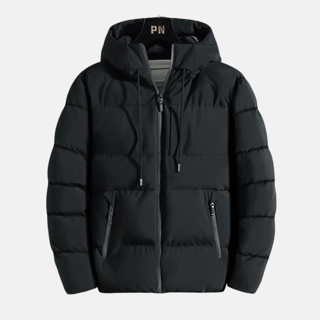 Men’s Hooded Jacket – Slim Fit – Quilted Insulation – Zipper Front – Casual Outerwear